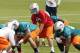 DAVIE, FL - MAY 4: Ryan Tannehill #17 takes a snap from Terrence Brown #60 of the Miami Dolphins during the rookie minicamp on May 4, 2012 at the Miami Dolphins training facility in Davie, Florida. (Photo by Joel Auerbach/Getty Images)