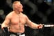LAS VEGAS - JULY 11: Brock Lesnar reacts after knocking out Frank Mir during their heavyweight title bout during UFC 100 on July 11, 2009 in Las Vegas, Nevada. (Photo by Jon Kopaloff/Getty Images)