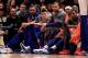 NEW YORK, NY - MARCH 28: (C) Jeremy Lin #17 of the New York Knicks sits on the bench against the Orlando Magic at Madison Square Garden on March 28, 2012 in New York City. NOTE TO USER: User expressly acknowledges and agrees that, by downloading and/or using this Photograph, user is consenting to the terms and conditions of the Getty Images License Agreement. (Photo by Chris Trotman/Getty Images)