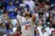 HOUSTON,TX - APRIL 21: Matt Kemp #27 of the Los Angeles Dodgers gestures after hitting a two-run home run in the sixth inning against the Houston Astros on April 21, 2012 at Minute Maid Park in Houston, Texas. (Photo by Bob Levey/Getty Images)