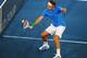 MADRID, SPAIN - MAY 09: Roger Federer of Switzerland in action during his 3rd round match with Milos Raonic of Canada in the Mutua Madrilena Madrid Open at the Caja Magica on May 9, 2012 in Madrid, Spain. (Photo by Mike Hewitt/Getty Images)