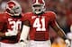 TUSCALOOSA, AL - OCTOBER 22: Dont'a Hightower #30 and Courtney Upshaw #41 of the Alabama Crimson Tide react after a defensive stop against the Tennessee Volunteers at Bryant-Denny Stadium on October 22, 2011 in Tuscaloosa, Alabama. (Photo by Kevin C. Cox/Getty Images)