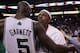 BOSTON, MA - MAY 10: Kevin Garnett #5 and Paul Pierce #34 of the Boston Celtics celebrate the win over the Atlanta Hawks in Game Six of the Western Conference Quarterfinals in the 2012 NBA Playoffs on May 10, 2012 at TD Garden in Boston, Massachusetts. The Boston Celtics defeated the Atlanta Hawks 83-80. NOTE TO USER: User expressly acknowledges and agrees that, by downloading and or using this photograph, User is consenting to the terms and conditions of the Getty Images License Agreement. (Photo by Elsa/Getty Images)