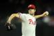 PHOENIX, AZ - APRIL 25: Starting pitcher Cole Hamels #35 of the Philadelphia Phillies pitches against the Arizona Diamondbacks during the MLB game at Chase Field on April 25, 2012 in Phoenix, Arizona. (Photo by Christian Petersen/Getty Images)