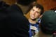 INDIANAPOLIS, IN - MAY 4: Andrew Luck #12 of the Indianapolis Colts answers questions from the media following a rookie minicamp at the team facility on May 4, 2012 in Indianapolis, Indiana. (Photo by Joe Robbins/Getty Images)