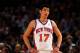 NEW YORK, NY - MARCH 20: Jeremy Lin #17 of the New York Knicks looks on against the Toronto Raptors at Madison Square Garden on March 20, 2012 in New York City. NOTE TO USER: User expressly acknowledges and agrees that, by downloading and or using this photograph, User is consenting to the terms and conditions of the Getty Images License Agreement. (Photo by Chris Chambers/Getty Images)