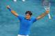 MADRID, SPAIN - MAY 13: Roger Federer of Switzerland celebrates after beating Tomas Berdych of Czech Republic in the Men's Single Final on Day Nine of the Mutua Madrilena Madrid Open at the Caja Magica on May 13, 2012 in Madrid, Spain. (Photo by Mike Hewitt/Getty Images)