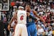 KANSAS CITY, MO - OCTOBER 8: Kevin Durant #35 of the Oklahoma City Thunder hugs LeBron James #6 of the Miami Heat before the game on October 8, 2010 at the Sprint Center in Kansas City, Missouri. NOTE TO USER: User expressly acknowledges and agrees that, by downloading and or using this photograph, User is consenting to the terms and conditions of the Getty Images License Agreement. Mandatory Copyright Notice: Copyright 2010 NBAE (Photo by Joe Murphy/NBAE via Getty Images)