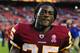 LANDOVER, MD - SEPTEMBER 11: Tim Hightower #25 of the Washington Redskins celebrates after the game against the New York Giants at FedEx Field on September 11, 2011 in Landover, Maryland. (Photo by Scott Cunningham/Getty Images)