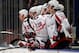 NEW YORK, NY - APRIL 30: John Carlson #74 (R) of the Washington Capitals shouts from the bench along with his teammate against the New York Rangers in Game Two of the Eastern Conference Semifinals during the 2012 NHL Stanley Cup Playoffs at Madison Square Garden on April 30, 2012 in New York City. The Capitals won 3-2. (Photo by Bruce Bennett/Getty Images)