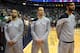 SALT LAKE CITY, UT - MAY 07: (L to R) Tony Parker #9, Manu Ginobili #20 and Tim Duncan #21 of the San Antonio Spurs stand during the national anthem before Game Four of the Western Conference Quarterfinals against the Utah Jazz in the 2012 NBA Playoffs at EnergySolutions Arena on May 7, 2012 in Salt Lake City, Utah. NOTE TO USER: User expressly acknowledges and agrees that, by downloading and or using this photograph, User is consenting to the terms and conditions of the Getty Images License Agreement. (Photo by Steve Dykes/Getty Images)