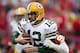 KANSAS CITY, MO - DECEMBER 18: Aaron Rodgers #12 of the Green Bay Packers is sacked by Tamba Hall #91 of the Kansas City Chiefs at Arrowhead Stadium on December 18, 2011 in Kansas CIty, Missouri. The Chiefs defeated the Packers 19-14. (Photo by Wesley Hitt/Getty Images)