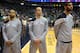 SALT LAKE CITY, UT - MAY 07: (L to R) Tony Parker #9, Manu Ginobili #20 and Tim Duncan #21 of the San Antonio Spurs stand during the national anthem before Game Four of the Western Conference Quarterfinals against the Utah Jazz in the 2012 NBA Playoffs at EnergySolutions Arena on May 7, 2012 in Salt Lake City, Utah. NOTE TO USER: User expressly acknowledges and agrees that, by downloading and or using this photograph, User is consenting to the terms and conditions of the Getty Images License Agreement. (Photo by Steve Dykes/Getty Images)