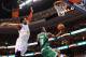 Rajon Rondo drives past Andre Iguodala in Game 3 of the Eastern Conference Semifinals.
