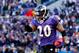 BALTIMORE, MD - JANUARY 15: Ed Reed #20 of the Baltimore Ravens celebrates his interception against Andre Johnson #80 of the Houston Texans (not pictured) during the fourth quarter of the AFC Divisional playoff game at M&T Bank Stadium on January 15, 2012 in Baltimore, Maryland. (Photo by Rob Carr/Getty Images)