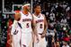ATLANTA, GA - DECEMBER 28: Josh Smith #5 and Joe Johnson #2 of the Atlanta Hawks walk back onto the court after a timeout against the Washington Wizards at Philips Arena on December 28, 2011 in Atlanta, Georgia. NOTE TO USER: User expressly acknowledges and agrees that, by downloading and or using this photograph, User is consenting to the terms and conditions of the Getty Images License Agreement. (Photo by Kevin C. Cox/Getty Images)