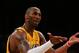 LOS ANGELES, CA - FEBRUARY 26: Kobe Bryant #24 of the Los Angeles Lakers receives a technical foul as he argues for a foul call in front of Lamar Odom #7 in the game against the Portland Trail Blazers during the second half at the Staples Center on February 26, 2008 in Los Angeles, California. The Lakers won 96-83. NOTE TO USER: User expressly acknowledges and agrees that, by downloading and/or using this Photograph, user is consenting to the terms and conditions of the Getty Images License Agreement. (Photo by Harry How/Getty Images)