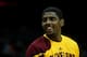 NEWARK, NJ - MARCH 19: Kyrie Irving #2 of the Cleveland Cavaliers looks on during warm ups against the New Jersey Nets at Prudential Center on March 19, 2012 in Newark, New Jersey. NOTE TO USER: User expressly acknowledges and agrees that, by downloading and or using this photograph, User is consenting to the terms and conditions of the Getty Images License Agreement. (Photo by Chris Chambers/Getty Images)