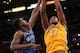 LOS ANGELES, CA - MAY 18: Andrew Bynum #17 of the Los Angeles Lakers shoots over Nazr Mohammed #8 of the Oklahoma City Thunder in Game Three of the Western Conference Semifinals in the 2012 NBA Playoffs on May at Staples Center on May 18, 2012 in Los Angeles, California. NOTE TO USER: User expressly acknowledges and agrees that, by downloading and or using this photograph, User is consenting to the terms and conditions of the Getty Images License Agreement. (Photo by Stephen Dunn/Getty Images)