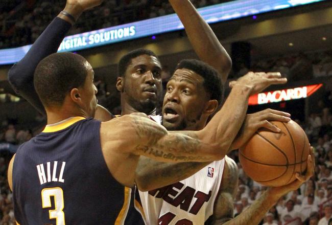Udonis Haslem has scored four clutch points as the fourth quarter winds down.