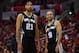 LOS ANGELES, CA - MAY 20: Tim Duncan #21 and Tony Parker #9 of the San Antonio Spurs talk in the third quarter while taking on the Los Angeles Clippers in Game Four of the Western Conference Semifinals in the 2012 NBA Playoffs on May 20, 2011 at Staples Center in Los Angeles, California. NOTE TO USER: User expressly acknowledges and agrees that, by downloading and or using this photograph, User is consenting to the terms and conditions of the Getty Images License Agreement. (Photo by Harry How/Getty Images)