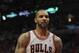CHICAGO, IL - MAY 08: Carlos Boozer #5 of the Chicago Bulls handles the ball during a free-throw against the Philadelphia 76ers in Game Five of the Eastern Conference Quarterfinals during the 2012 NBA Playoffs at the United Center on May 8, 2012 in Chicago, Illinois. The Bulls defeated the 76ers 77-69. NOTE TO USER: User expressly acknowledges and agrees that, by downloading and or using this photograph, User is consenting to the terms and conditions of the Getty Images License Agreement. (Photo by Jonathan Daniel/Getty Images)