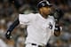 NEW YORK, NY - APRIL 17: Eduardo Nunez #26 of the New York Yankees runs out an RBI single in the third inning against the Minnesota Twins at Yankee Stadium on April 17, 2012 in the Bronx borough of New York City. (Photo by Mike Stobe/Getty Images)