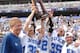 BALTIMORE, MD - MAY 31: Head coach John Danowski, Sam Payton #32, Ned Crotty #22, Parker McKee #35, and Max Quinzani #9 of the Duke Blue Devils celebrate winning the 2010 NCAA Division 1 Lacrosse Championship against the Notre Dame Fighting Irish on May 31, 2010 at M&T Bank Stadium in Baltimore, Maryland. (Photo by Mitchell Layton/Getty Images)