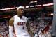 MIAMI, FL - MAY 22: LeBron James #6 of the Miami Heat reacts after dunking during Game Five of the Eastern Conference Semifinals in the 2012 NBA Playoffs against the Indiana Pacers at AmericanAirlines Arena on May 22, 2012 in Miami, Florida. NOTE TO USER: User expressly acknowledges and agrees that, by downloading and/or using this Photograph, User is consenting to the terms and conditions of the Getty Images License Agreement. (Photo by Mike Ehrmann/Getty Images)