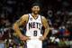 NEWARK, NJ - MARCH 19: Deron Williams #8 of the New Jersey Nets laughs on court against the Cleveland Cavaliers at Prudential Center on March 19, 2012 in Newark, New Jersey. NOTE TO USER: User expressly acknowledges and agrees that, by downloading and or using this photograph, User is consenting to the terms and conditions of the Getty Images License Agreement. (Photo by Chris Chambers/Getty Images)