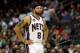 NEWARK, NJ - MARCH 19: Deron Williams #8 of the New Jersey Nets looks on against the Cleveland Cavaliers at Prudential Center on March 19, 2012 in Newark, New Jersey. NOTE TO USER: User expressly acknowledges and agrees that, by downloading and or using this photograph, User is consenting to the terms and conditions of the Getty Images License Agreement. (Photo by Chris Chambers/Getty Images)