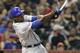 HOUSTON - MAY 22: Alfonso Soriano #12 of the Chicago Cubs drives the ball to deep center for a home run in the fourth inning against the Houston Astros at Minute Maid Park on May 22, 2012 in Houston, Texas. (Photo by Bob Levey/Getty Images)
