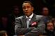 NEW YORK - FEBRUARY 08: Head coach Isiah Thomas of the New York Knicks watches on against the San Antonio Spurs on February 8, 2008 at Madison Square Garden in New York City. NOTE TO USER: User expressly acknowledges and agrees that, by downloading and/or using this Photograph, User is consenting to the terms and conditions of the Getty Images License Agreement. (Photo by Nick Laham/Getty Images)