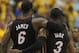 INDIANAPOLIS, IN - MAY 20: LeBron James #6 of the Miami Heat hugs teammate Dwyane Wade #3 near the end of a win over the Indiana Pacers in Game Four of the Eastern Conference Semifinals in the 2012 NBA Playoffs at Bankers Life Fieldhouse on May 20, 2012 in Indianapolis, Indiana. The Heat defeated the Pacers 101-93. NOTE TO USER: User expressly acknowledges and agrees that, by downloading and/or using this photograph, User is consenting to the terms and conditions of the Getty Images License Agreement. (Photo by Jonathan Daniel/Getty Images)