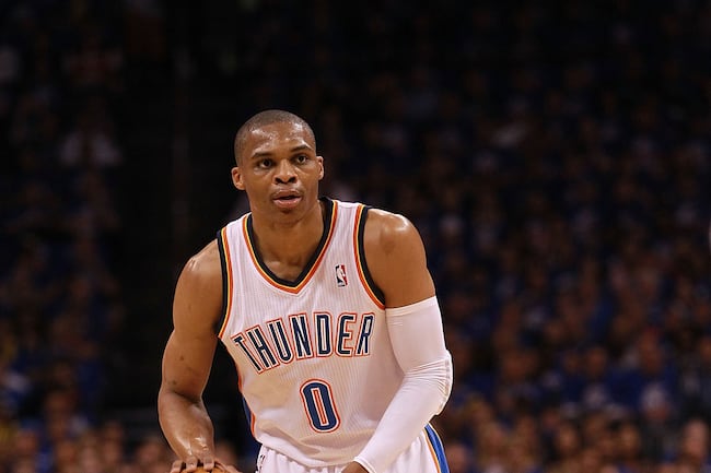 Russell Westbrook has two points, two rebounds and a blocked shot.