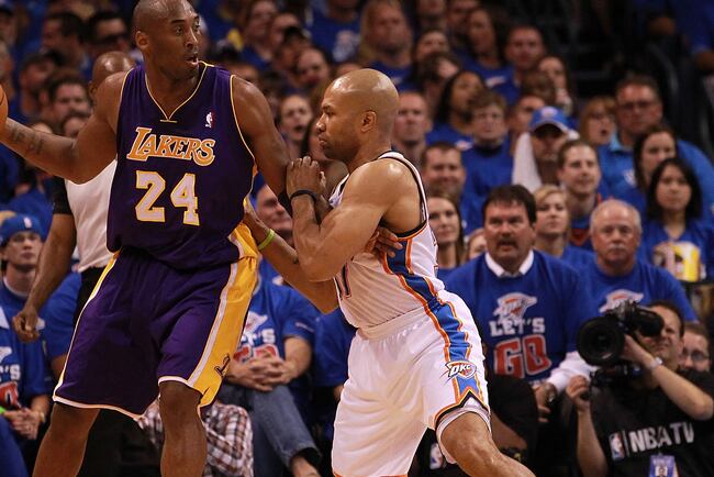 Derek Fisher has been a pleasant surprise for the Thunder in the first half with nine points.