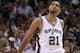 SAN ANTONIO, TX - MAY 27: Tim Duncan #21 of the San Antonio Spurs reacts late in the fourth quarter while taking on the Oklahoma City Thunder in Game One of the Western Conference Finals of the 2012 NBA Playoffs at AT&T Center on May 27, 2012 in San Antonio, Texas. NOTE TO USER: User expressly acknowledges and agrees that, by downloading and or using this photograph, user is consenting to the terms and conditions of the Getty Images License Agreement. (Photo by Ronald Martinez/Getty Images)
