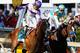 BALTIMORE, MD - MAY 19: Mario Gutierrez on I'll Have Another edges out Bodemeister riden by Mike Smith to win the 137th Preakness Stakes at Pimlico Race Course on May 19, 2012 in Baltimore, Maryland. (Photo by Rob Carr/Getty Images)
