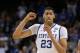 NEW ORLEANS, LA - APRIL 02: Anthony Davis #23 of the Kentucky Wildcats reacts alongside Kevin Young #40 of the Kansas Jayhawks in the second half in the National Championship Game of the 2012 NCAA Division I Men's Basketball Tournament at the Mercedes-Benz Superdome on April 2, 2012 in New Orleans, Louisiana. (Photo by Jeff Gross/Getty Images)