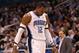 ORLANDO, FL - MARCH 13: Dwight Howard #12 of the Orlando Magic walks off the court during the game against the Miami Heat at Amway Center on March 13, 2012 in Orlando, Florida. NOTE TO USER: User expressly acknowledges and agrees that, by downloading and or using this photograph, User is consenting to the terms and conditions of the Getty Images License Agreement. (Photo by Sam Greenwood/Getty Images)