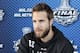 NEWARK, NJ - MAY 29: Simon Gagne #12 of the Los Angeles Kings speaks during Media Day for the 2012 Stanley Cup Final at Prudential Center on May 29, 2012 in Newark, New Jersey. (Photo by Bruce Bennett/Getty Images)