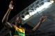 DAEGU, SOUTH KOREA - SEPTEMBER 04: Usain Bolt of Jamaica celebrates victory and a new world record in the men's 4x100 metres relay final during day nine of 13th IAAF World Athletics Championships at Daegu Stadium on September 4, 2011 in Daegu, South Korea. (Photo by Chris McGrath/Getty Images)