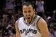 SAN ANTONIO, TX - MAY 29: Manu Ginobili #20 of the San Antonio Spurs reacts after making a three-pointer in the fourth quarter against the Oklahoma City Thunder in Game Two of the Western Conference Finals of the 2012 NBA Playoffs at AT&T Center on May 29, 2012 in San Antonio, Texas. NOTE TO USER: User expressly acknowledges and agrees that, by downloading and or using this photograph, user is consenting to the terms and conditions of the Getty Images License Agreement. (Photo by Tom Pennington/Getty Images)