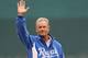 KANSAS CITY, MO - MARCH 31: Former player George Brett of the Kansas City Royals waves to the crowd as he is honored prior to the start of the opening day game against the Los Angeles Angels of Anaheim at Kauffman Stadium on March 31, 2011 in Kansas City, Missouri. (Photo by Jamie Squire/Getty Images)