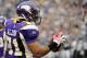 MINNEAPOLIS, MN - OCTOBER 09: Asher Allen #21 of the Minnesota Vikings celebrates an interception against the Arizona Cardinals in the first quarter on October 9, 2011 at Hubert H. Humphrey Metrodome in Minneapolis, Minnesota. (Photo by Hannah Foslien/Getty Images)
