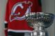 NEWARK, NJ - MAY 29: The Stanley Cup is displayed next to a New Jersey Devils' Jersey during Media Day for the 2012 Stanley Cup Final at Prudential Center on May 29, 2012 in Newark, New Jersey. (Photo by Bruce Bennett/Getty Images)
