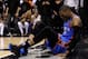 SAN ANTONIO, TX - MAY 27: Russell Westbrook #0 of the Oklahoma City Thunder sits on the floor after getting fouled late in the fourth quarter against the San Antonio Spurs in Game One of the Western Conference Finals of the 2012 NBA Playoffs at AT&T Center on May 27, 2012 in San Antonio, Texas. NOTE TO USER: User expressly acknowledges and agrees that, by downloading and or using this photograph, user is consenting to the terms and conditions of the Getty Images License Agreement. (Photo by Tom Pennington/Getty Images)