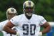 ST. LOUIS, MO - MAY 12: Michael Brockers #90 of the St. Louis Rams looks on during rookie mini camp at the ContinuityX Training Center on May 12, 2012 in St. Louis, Missouri. (Photo by Dilip Vishwanat/Getty Images)