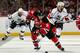 NEWARK, NJ - MAY 30: Zach Parise #9 of the New Jersey Devils handles the puck against the Los Angeles Kings during Game One of the 2012 NHL Stanley Cup Final at the Prudential Center on May 30, 2012 in Newark, New Jersey. (Photo by Bruce Bennett/Getty Images)