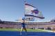 ORCHARD PARK, NY - OCTOBER 09: Fans celebrate and the end zone flag is waived after a touchdown scored by Freddie Jackson #22 of the Buffalo Bills against the Philadelphia Eagles at Ralph Wilson Stadium on October 9, 2011 in Orchard Park, New York. (Photo by Brody Wheeler/Getty Images)